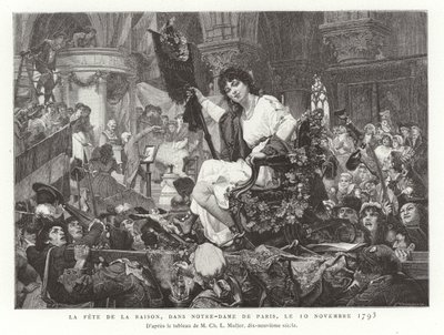 Fornuftens festival i Notre Dame de Paris, 10. november 1793 af French School