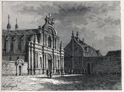 Feuillants-klostret, mødestedet for Feuillants Club, en royalistisk politisk organisation under den franske revolution. Stik fra 1889. Privat samling. af French School