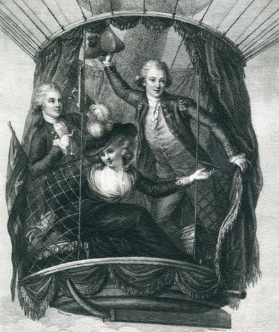 Den første ballonopstigning i England, 15. september 1784, fra Wonderful Balloon Ascents or the Conquest of the Skies, af Fulgence Marion, udgivet i ca. 1870 af French School