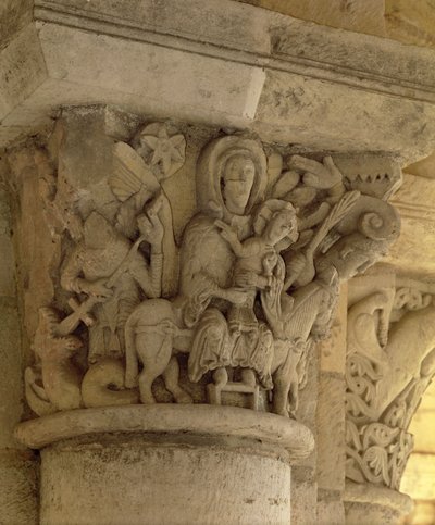 Flugten til Egypten, søjlehovedrelief fra Benediktinerklosterets kirke, 1200-tallet af French School