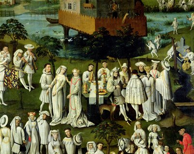 Kærlighedshaven ved Filip den Godes hof i haverne ved Chateau de Hesdin i 1431 (detalje af 32980) af French School
