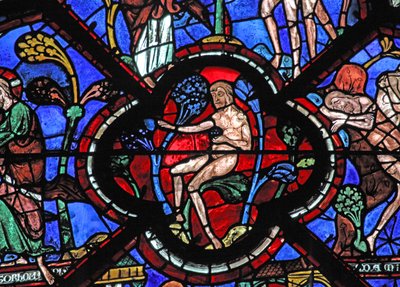 Det barmhjertige samaritanske vindue: Adam i Edens have (w44) af French School