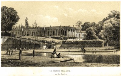 Grand Trianon, set fra kanalen i Versailles i 1857. af French School