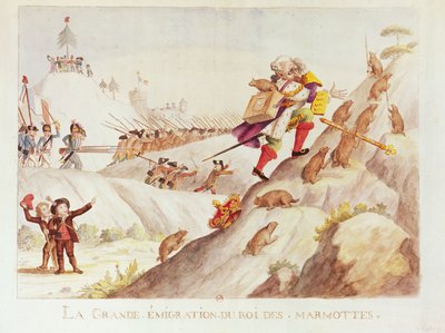 The Great Migration of the King of Murmots, 1792 (wc på papir) af French School