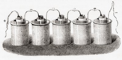 The Grove cell, fra Les Merveilles de la Science, pub.1870. af French School