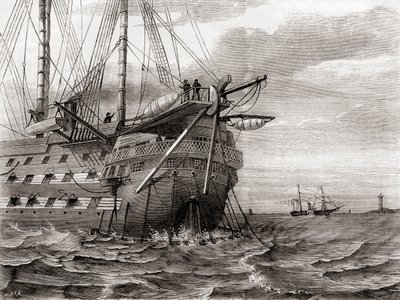 HMS Agamemnon lægger det transatlantiske telegrafkabel, 2. august af French School
