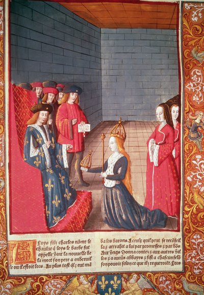 Den hellige romerske kejserinde Richilde af Provence i Compiegne overrakte til Ludvig Stammeren kronen og sceptret, som havde tilhørt hans far Charles II 