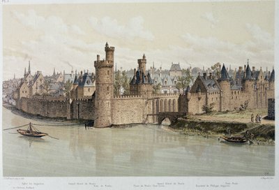 Hotellet og tårnet i Nesles i 1380 - i "Paris gennem tiderne", slutningen af det 19. århundrede af French School
