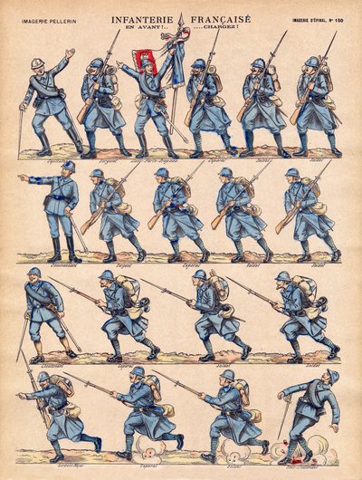 Infanteriet af den franske Armee lastning. Billeddannelse af Epinal, begyndelsen af det 20. århundrede. af French School