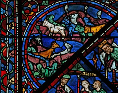 Joseph-vinduet: det fede og magre kvæg i drømmen (w41) af French School