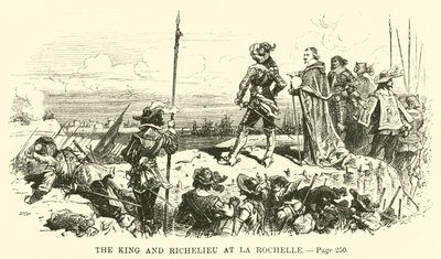 Kongen og Richelieu i La Rochelle af French School