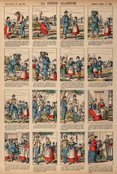The Little Gleaner (farvet gravering) af French School