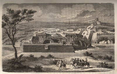 Maskinen ved Marly - Udsigt over maskinen til Marly-akvædukten installeret i Bougival - Louveciennes-akvædukten (eller Marly) til Versailles og slottet Marly i vand - indgravering i "Histoire de France" af Victor Duruy (1811-1894) ) - 1882 af French School