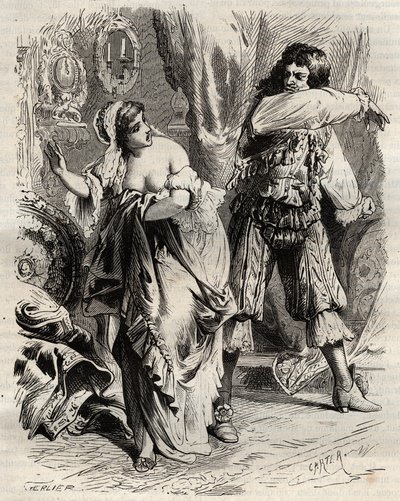 Markisen af ​​Montespan, Louis Henri (Louis-Henri) de Pardaillan de Gondrin (1640-1691), slog sin kone, markisen af ​​Montespan (Francoise Athenais) af Rochechouart Mortemart (eller Madame de Montespan) (1640-1707), for hun nægtede ham efter ordre fra Ki af French School