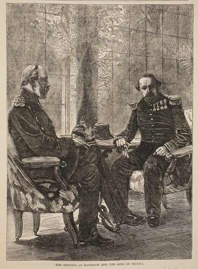 Mødet mellem Napoleon og Kongen af Preussen, september 1870, illustration fra Cassells historie om krigen mellem Frankrig og Tyskland, 1870-1871 af French School