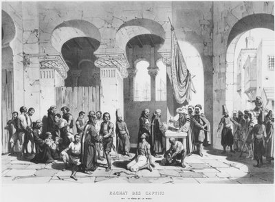 Mercy Fathers løskøber fangerne i Algeriet, ca. 1830-40 af French School