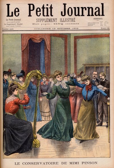 Mimi Pinson musik- og danseskolen. Mimi Pinsons konservatorium. Illustration til Le petit Journal af French School