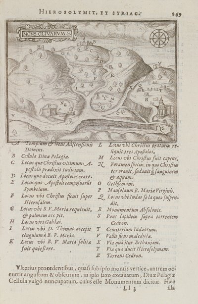 Oliebjerget, Jerusalem, fra Itinerarium Hierosolymitanum, af J. Cotovico, 1619 af French School