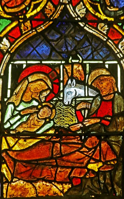 The Nativity (farvet glas) af French School