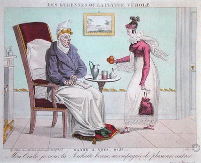 Nytårsgaven eller kopper, graveret af Gautier (farvet gravering) af French School