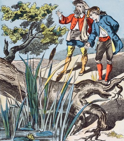 Egen og røret, illustration fra Fables de La Fontaine af French School
