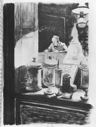 The Pharmacist Homais, illustration fra 