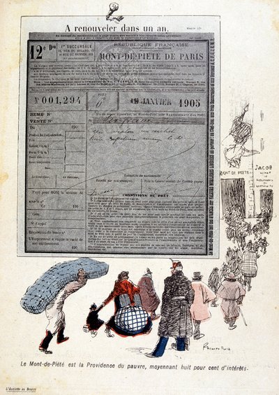 The Piety Mountain: The Piety Mountain er forsynet for de fattige, for otte hundrede procent af interesser - i "The Butter Plate"" n¡du 03/06/1905 af French School
