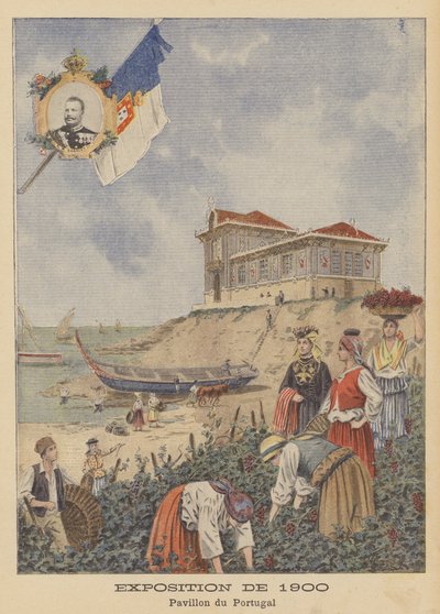 Den portugisiske pavillon ved Exposition Universelle i 1900 i Paris (farve litho) af French School