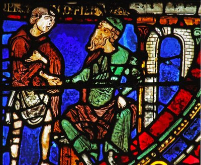 The Prodigal Son-vinduet: beder om arbejde (w35) af French School