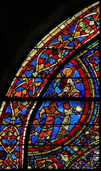 Vinduet Den fortabte søn: musikere ved festen; engel (w35) af French School