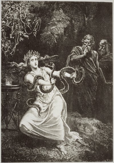 The Pythia, fra LHistoire de la Magie af Paul Christian, illustreret i History of Magic, udgivet i slutningen af det 19. århundrede af French School