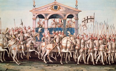 The Royal Entry Festival of Henri II (1519-59) til Rouen, 1. oktober 1550 af French School