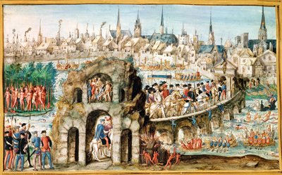 The Royal Entry Festival of Henri II (1519-59) til Rouen, 1. oktober 1550 af French School
