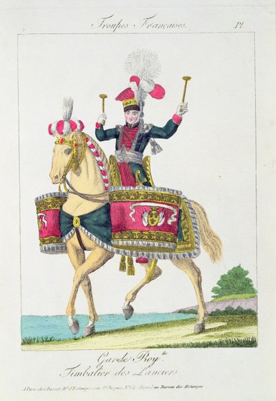 The Royal Guard: a Kettledrummer of the Lancers, tallerken fra franske tropper af French School