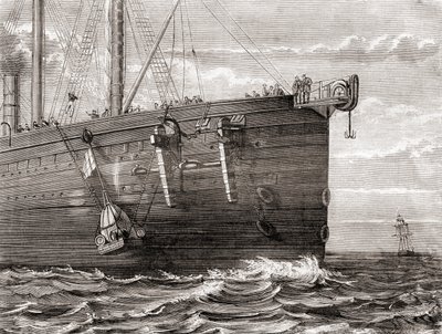 S.S. Great Eastern sender en bøje i havet for at markere stedet for et tabt transatlantisk telegrafkabel af French School