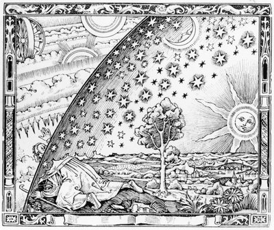 The Scientist Leaving the World, i stil med ca. 1520, fra LAtmosphere meteorologie populaire, udgivet Paris, 1888 af French School