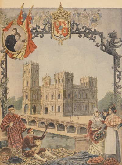 Den spanske pavillon på verdensudstillingen i 1900, Paris, illustration fra Le Petit Journal, 4. marts 1900 af French School