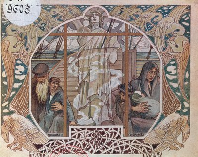 The Spirit of Liberty as the Only Hope, forsideillustration fra Au dela de lOcean, 1909 af French School