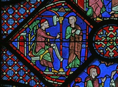 The St James Window: Magikeren Almoniges (Hermoniges) sender sin discipel Filetus til St James (w5) af French School