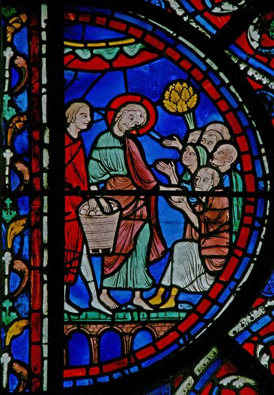 St Thomas-vinduet: uddeler brød til de fattige (w23) af French School