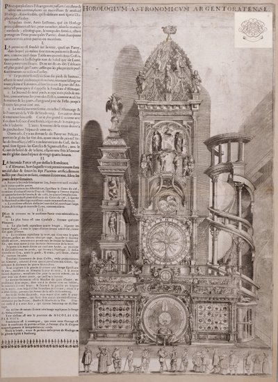 Strasbourgs katedralur (gravering på papir) af French School
