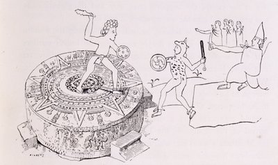 Temalacati, eller Gladiatorial Stone, fra Codex Ramirez, fra 