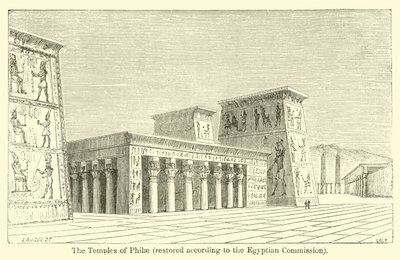 The Temples of Philae, restaureret ifølge den egyptiske kommission (gravering) af French School