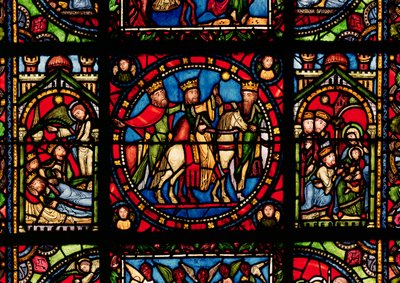 The Three Magi, detalje fra et vindue, der viser historien om Jomfruen af French School