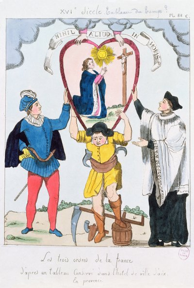 De tre ordener i Frankrig, 1789 (farvestik) af French School