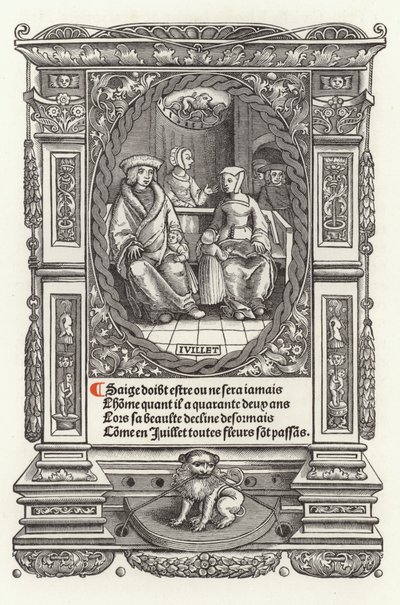 Menneskets tolv aldre: juli (litho) af French School