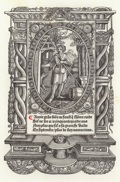 Menneskets tolv aldre: september (litho) af French School