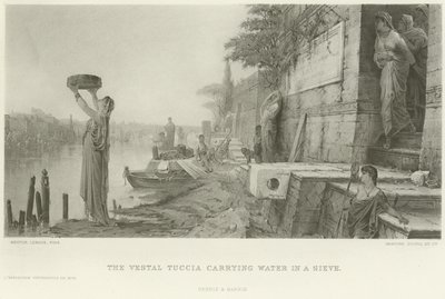 Vestal Tuccia bærer vand i en sigte (dybtryk) af French School