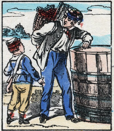 Vinmageren. Indgravering i "" La chanson des metier"". Epinal billeddannelse, slutningen af det 19. århundrede. Privat samling af French School
