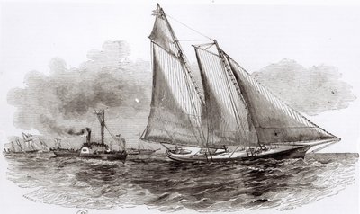 Yacht America tager føringen i 1851 Cowes Regatta, fra Le Monde Illustre, 1851 af French School